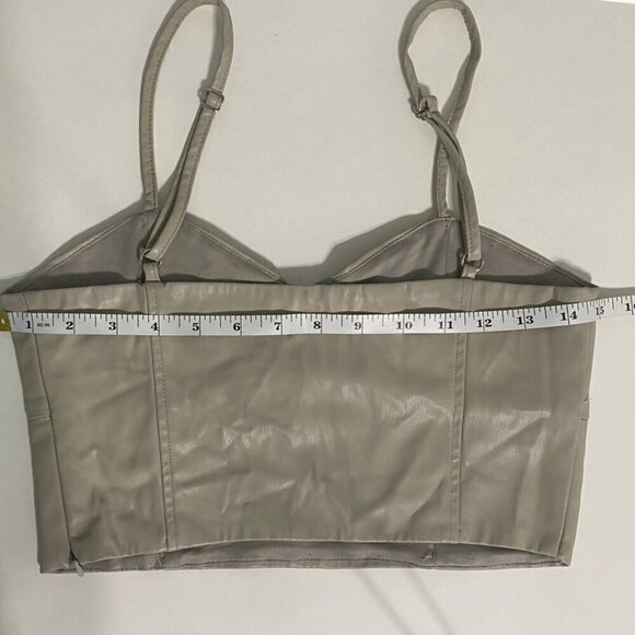 Zara Faux Leather Cream Colored Crop Tank Top with Adjustable Straps, Size S - Picture 6 of 9